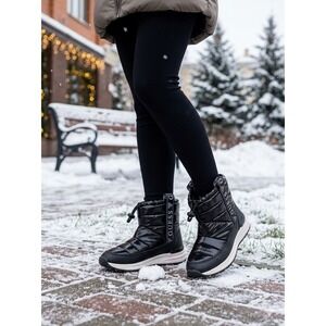 Guess Outmost2-T Womens Black Quilted Puffer‎ Ankle Boots Size 7 Toggle Logo